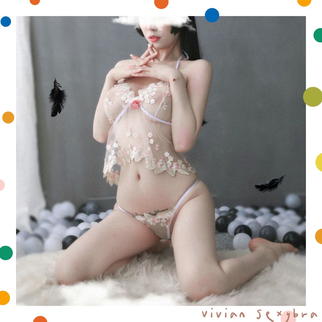 😘Sexy Đồ Ngủ❤️hai dây phố 2 Dây Sexy Dễ Thương Và Quần Lót---Freesize 40-65kg---006