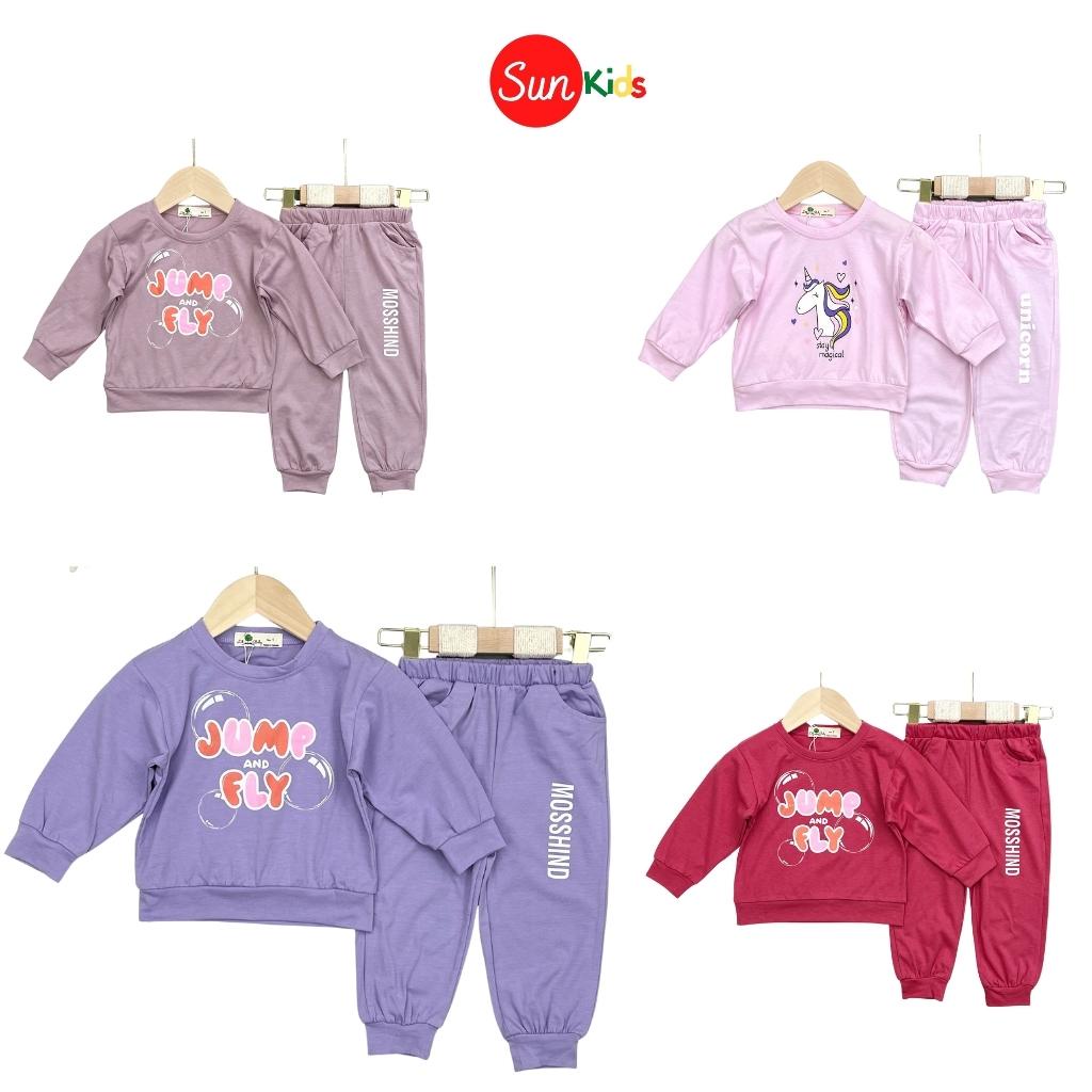 Bộ thu đông cho bé gái, đồ bộ thun bé gái chất cotton mềm mát, size 6-10 tuổi  - SUNKIDS