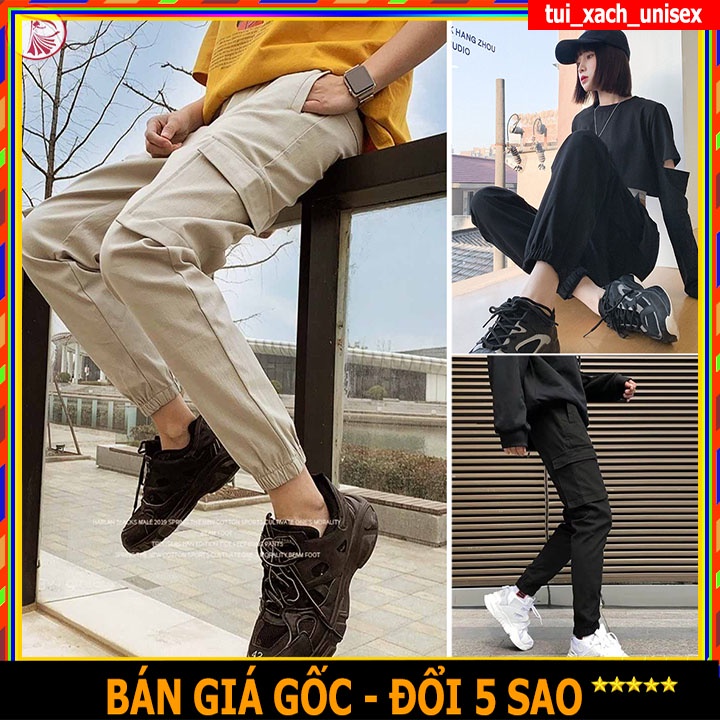 ❤️ BỎ SỈ ❤️ QUẦN JOGGER KAKI TÚI HỘP TRƠN NAM NỮ GIÁ RẺ CÓ SIZE ĐEN, KEM Q60 S0