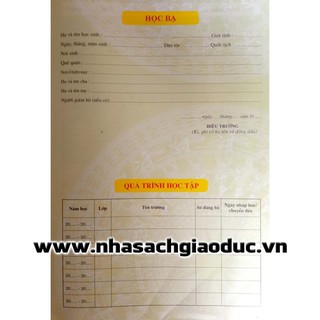 Sách - Học bạ Tiểu Học (Thông tư 27/2020)