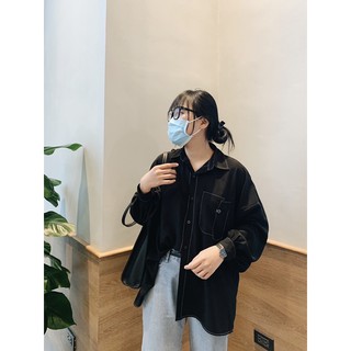 SƠ MI DÀI TAY OVERSIZED ANAIS (BLACK) - Designed by HerClassy
