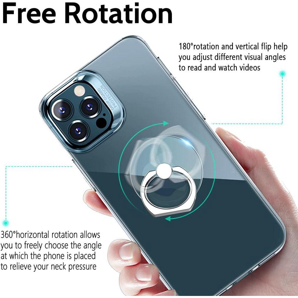 JONYE Nhẫn Đỡ Điện Thoại Xoay 360 Độ Trong Suốt Sang Trọng Đứng