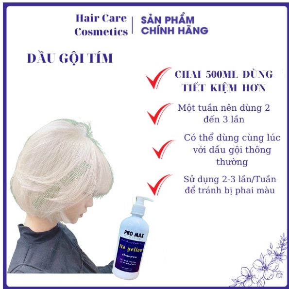 Dầu gội tím Promax, dầu gội khử vàng và giữ màu dành cho tóc tẩy nhuộm màu thời trang | Shop