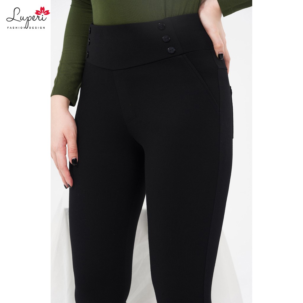 Quần legging cạp cao gel bụng đính cúc trên cạp cách điệu Luperi LP529 | BigBuy360 - bigbuy360.vn