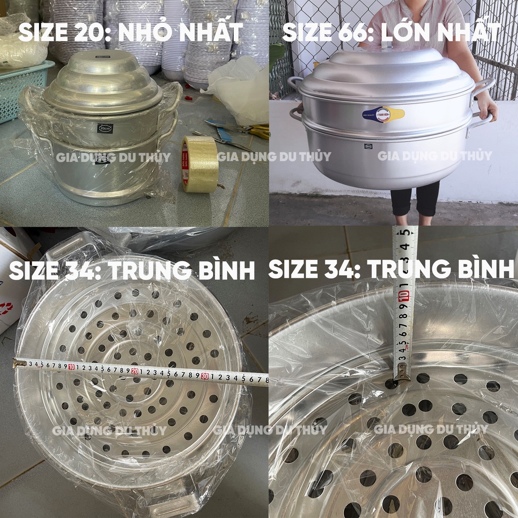 Xửng hấp nhôm, chỏ xôi size 30-32-34-36-38 cm thương hiệu Thanh Hiền sáng bóng dày dặn hấp tất cả các loại đồ ăn nhanh