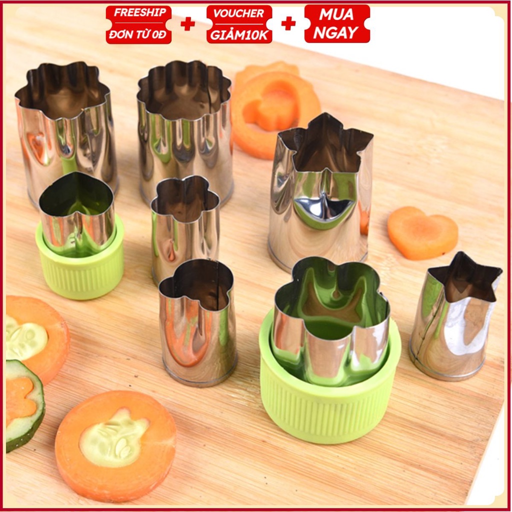#Bộ 8 Khuôn Inox Cắt Tỉa - Khuôn Cắt Đa Năng Tạo Hình Rau Củ - Trái Cây - Bánh - Thạch