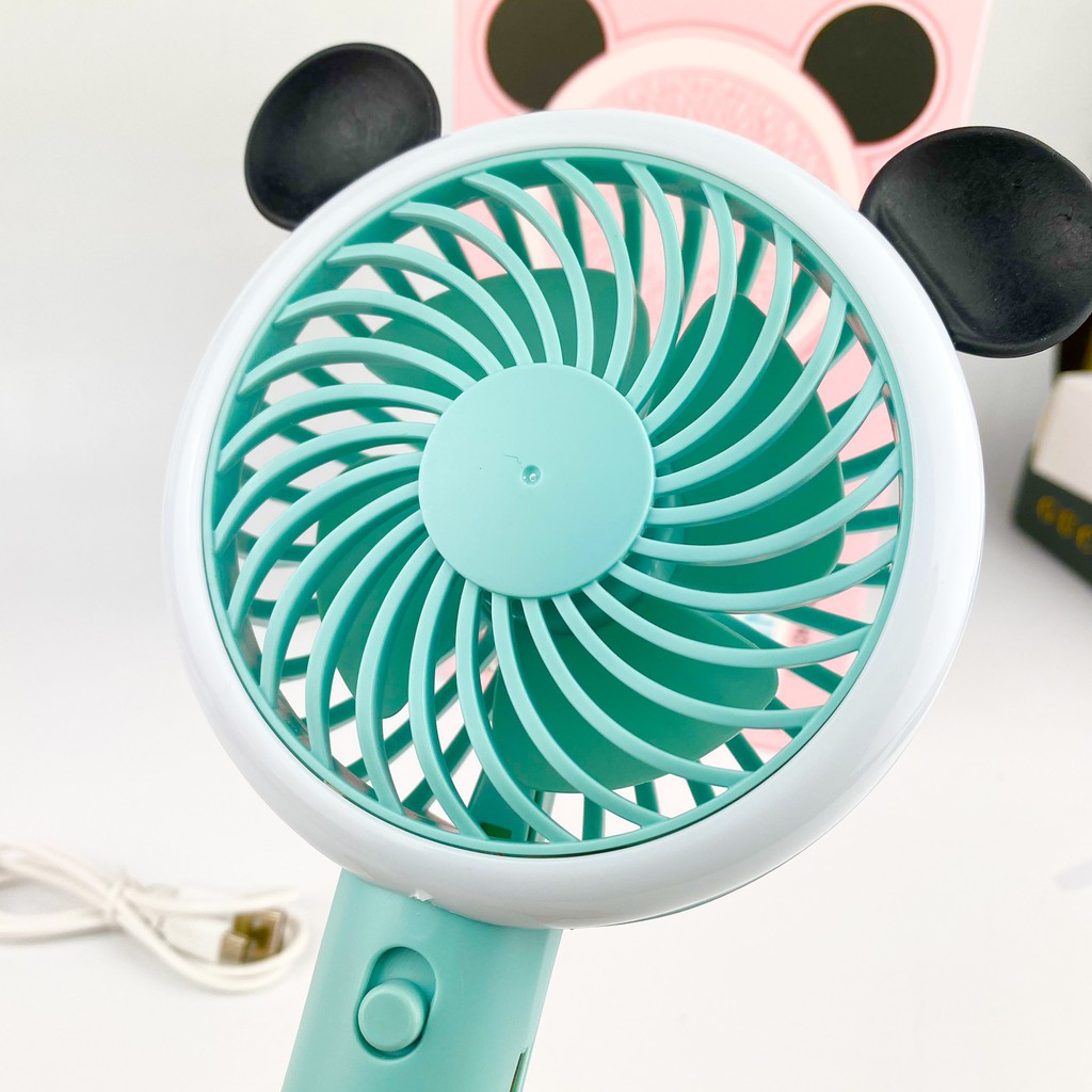 Quạt Mini Cầm Tay Sạc Pin Tích Điện Có Đèn Hình Gấu Trúc Nhiều Màu Gió Cực Mát Funny F666 | BigBuy360 - bigbuy360.vn