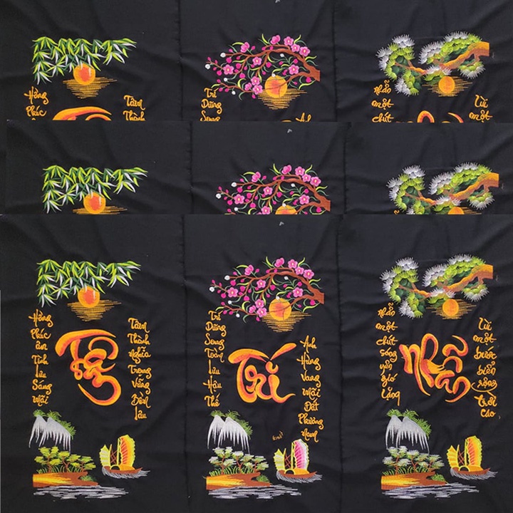 Tranh treo tường phòng khách,  Tranh thêu Tâm Trí Nhẫn thành phẩm