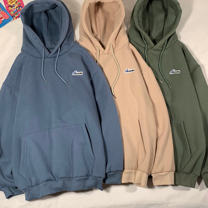 Áo Hoodie Dáng Rộng Màu Trơn Phong Cách Hàn Quốc Cho Cặp Đôi