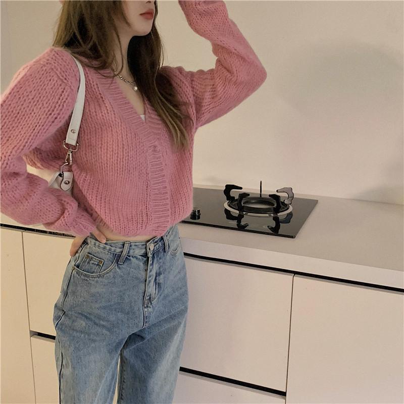 [Spot] Áo nịt đan cổ chữ V thời trang Hàn Quốc 2022