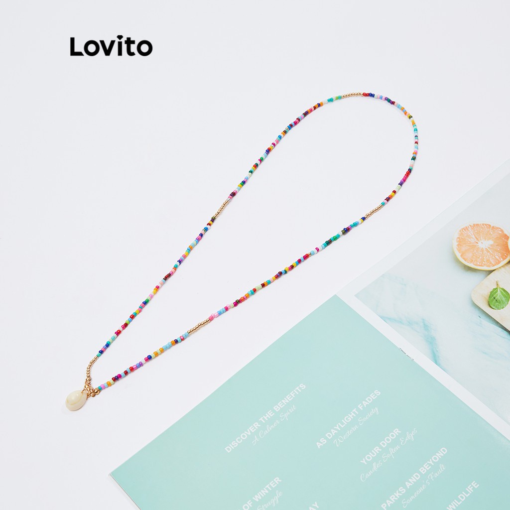 Dây chuyền Lovito phối vỏ sò đá quý phong cách Boho L18M492 (Nhiều màu sắc)