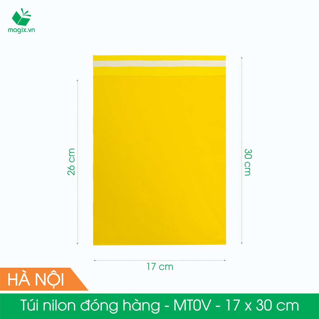 MT0V - 17x30 cm - Túi nilon gói hàng - 100 túi niêm phong đóng hàng màu vàng