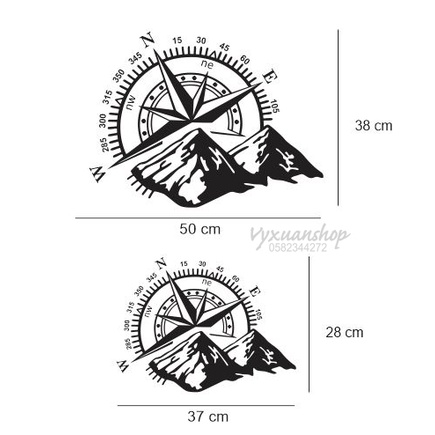 (Tem in/ decal ngoài trời )Decan hình la bàn trang trí nắp capo/ thân xe ô tô