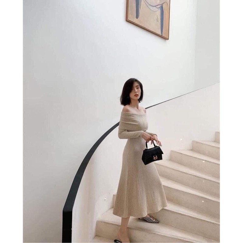 Váy len trễ vai