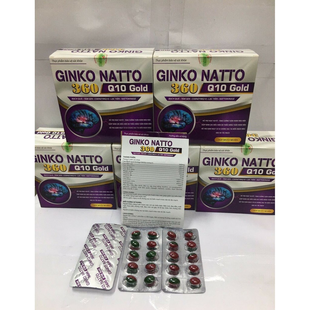 Ginkgo Natto 360 Q10 Gold cải thiện chứng mất ngủ hoạt huyết dưỡng não, đau đầu chóng mặt, ngủ không ngon giấc