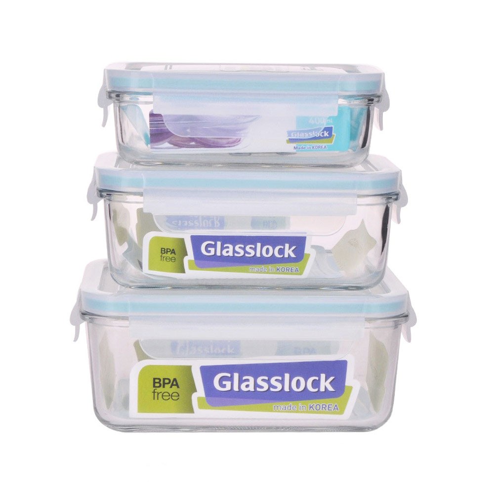 Bộ 3 hộp thủy tinh Glasslock GL1044 (400ml,715ml,1100ml) Hàn Quốc