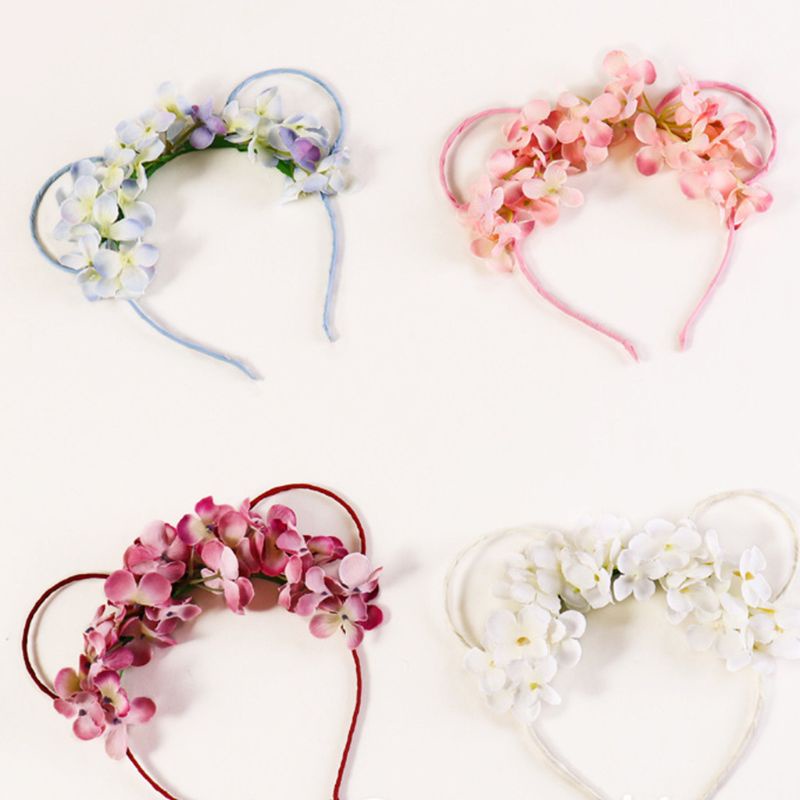 Băng Đô Tai Gấu Đính Hoa Nhân Tạo Dễ Thương Dành Cho Bé Gái