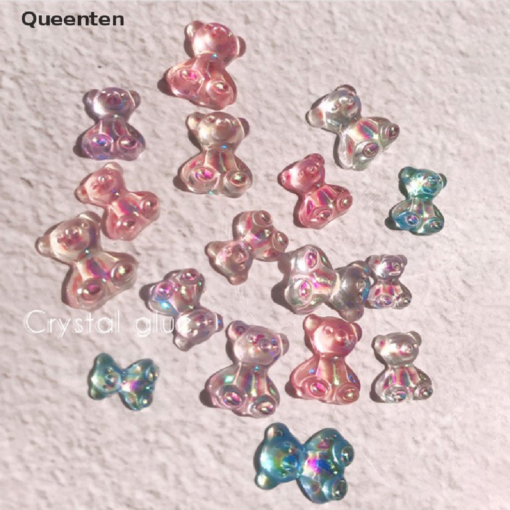 Set 6 Hình Dán Trang Trí Móng Tay 3D Hình Gấu Dễ Thương 3 Size
