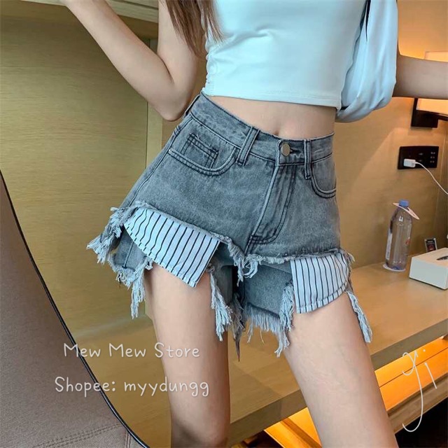 Quần short jean tua rua 😘