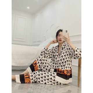 BỘ PIJAMA LỤA HOẠ TIẾT PHỐI CAO CẤP