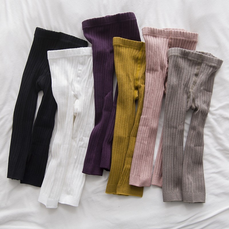 Quần legging màu trơn chất liệu cotton mềm mại cho bé