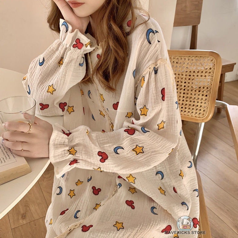 Đầm ngủ cotton dễ thương thời trang xuân thu cho bé gái