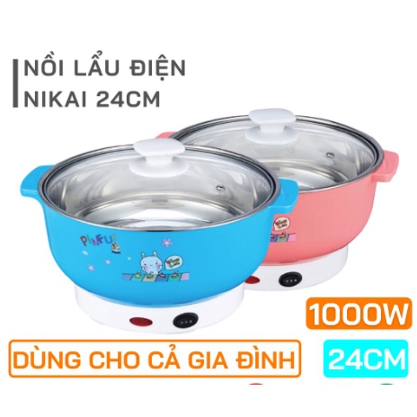 Nồi Lẩu Điện Mini 26cm 1000W Inox 304 - Bếp Lẩu Gia Đình SIÊU TỐC BẢO HÀNH 1 NĂM