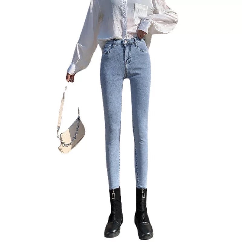 Quần Jeans Lưng Cao Co Dãn Hot Hit 2Màu Xanh Nhạt/Xám Đen Siêu Đẹp | BigBuy360 - bigbuy360.vn