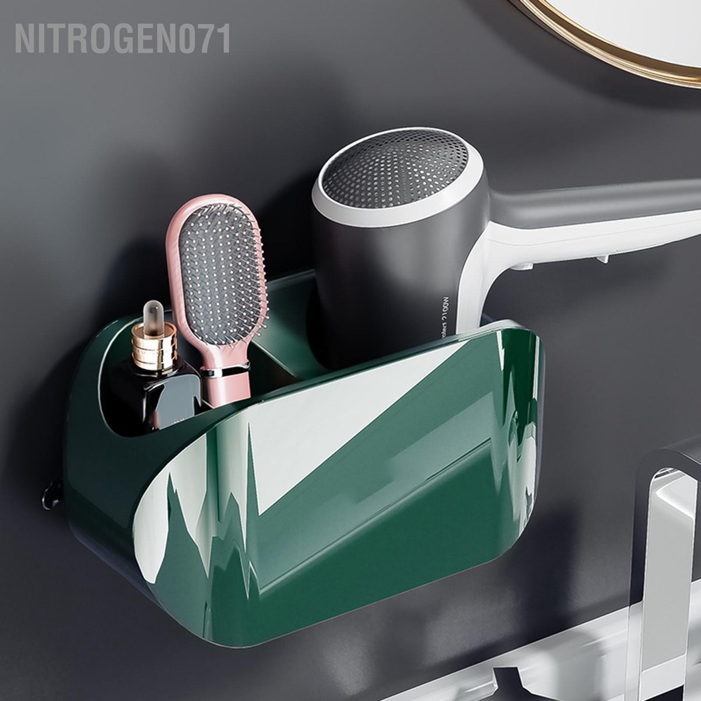 Nitrogen071giá để - kê treo máy sấy tóc dán tường 2 ngăn tiện lợi - Giá đỡ máy sấy tóc Thiết kế ngăn có thể tháo rời Máy đồ cho phòng tắm