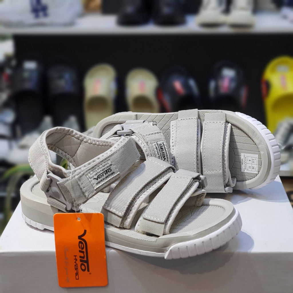 Sandal Vento nam nữ chính hãng SD-9801 màu ghi L.Grey, Dép quai sau đế bằng, Giày quai dán đi làm, đi học