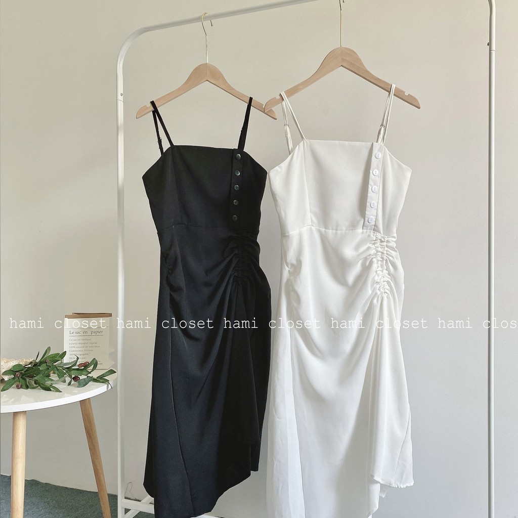 Váy đầm hai dây rút eo chất siêu mịn đẹp hàng có size mã V001