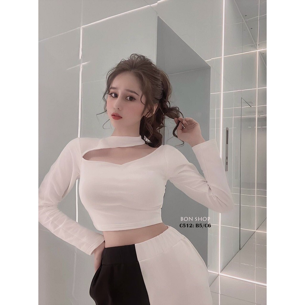 Áo croptop tay dài khoét cổ sành điệu TTSA0882