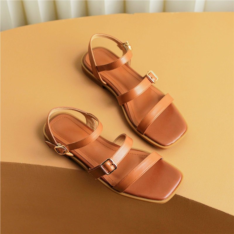 Dép sandal 2 quai mũi vuông đế bằng cưc xinh cho các nàng mã V11