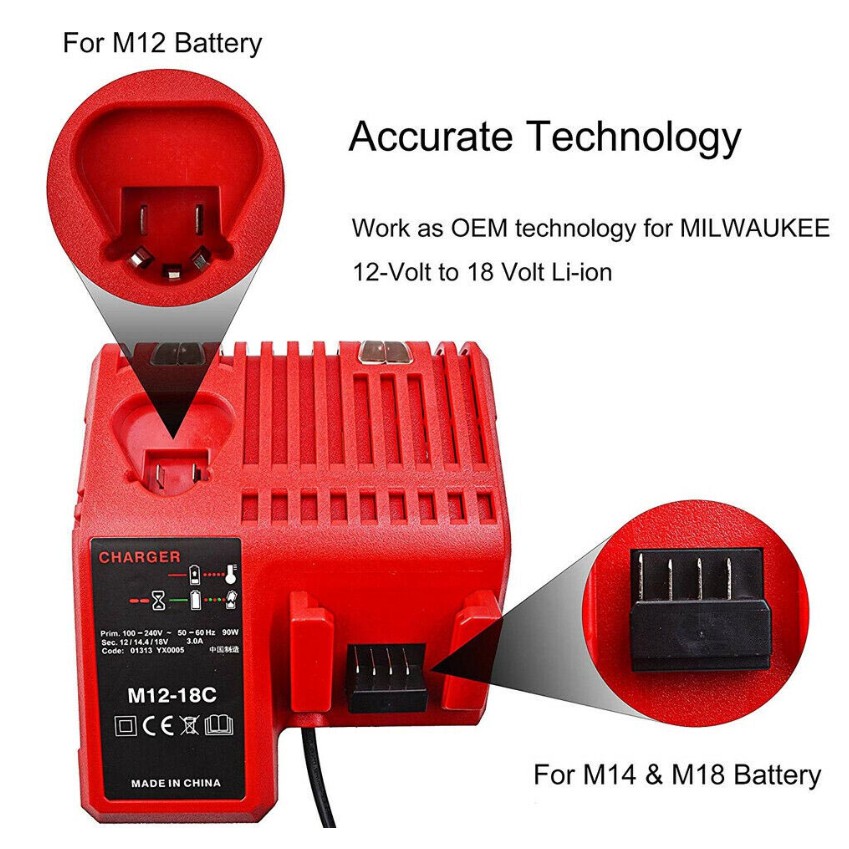Sạc Milwaukee M12-18FC 3A nhận mạch zin Li-ion. BN.