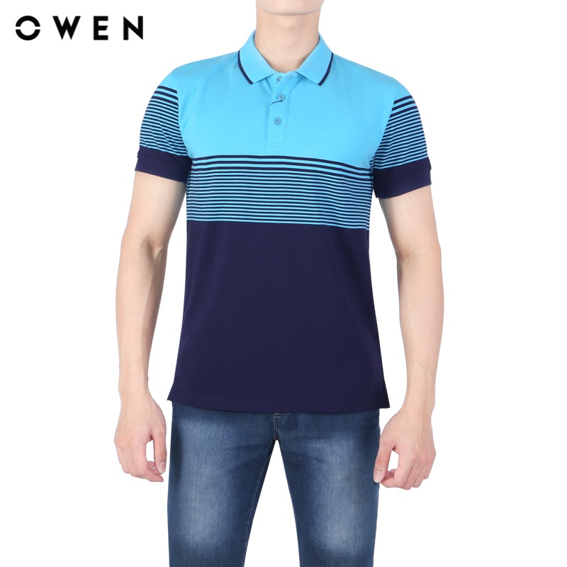 Áo polo ngắn tay Nam Owen Cotton Body Fit màu Xanh - APV20271