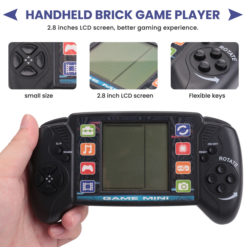 Pocket handheld video game console 3.5 inch lcd mini portable brick game player with built-in 23 + 26 games