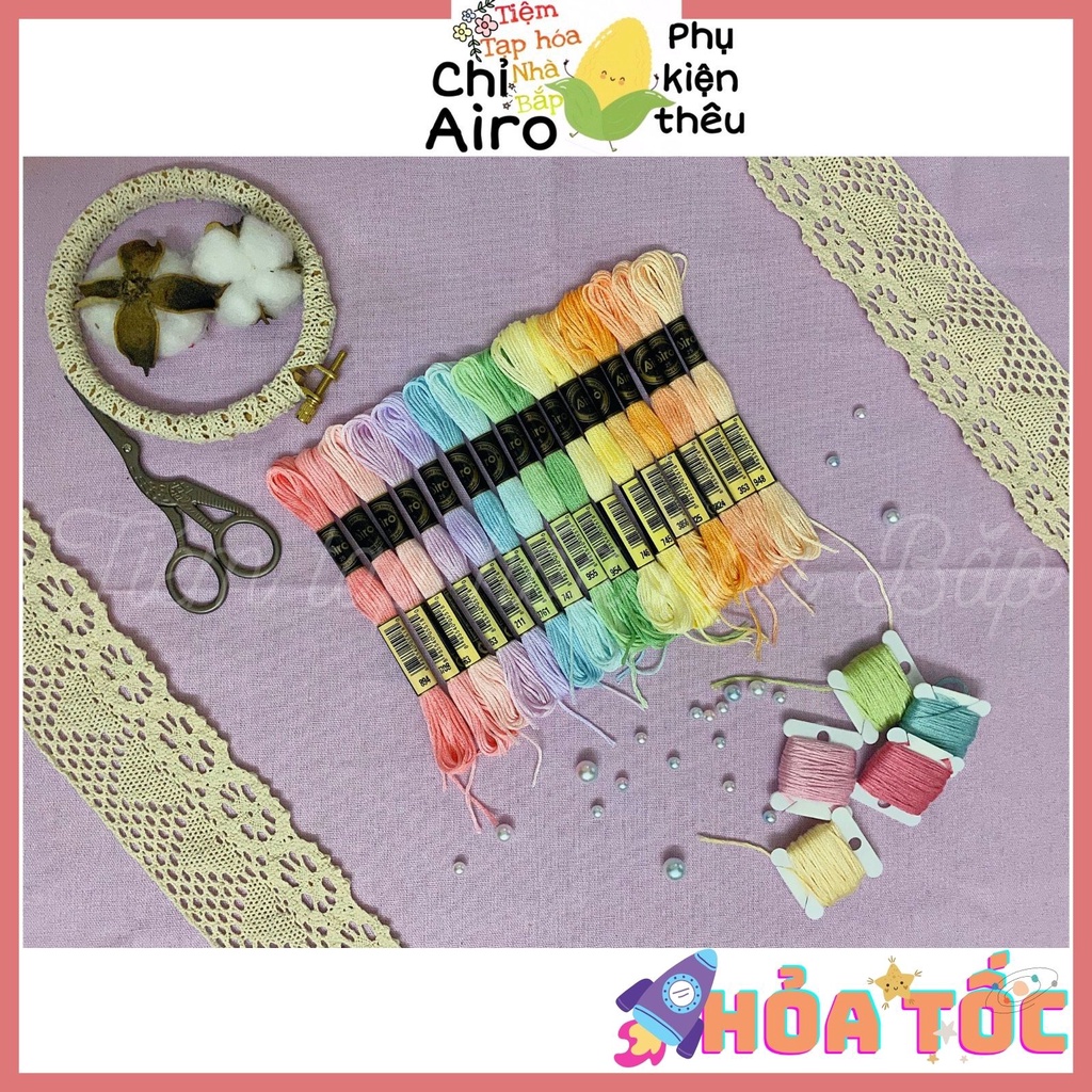 Set Chỉ Thêu Airo 16 Màu Tông Pastel