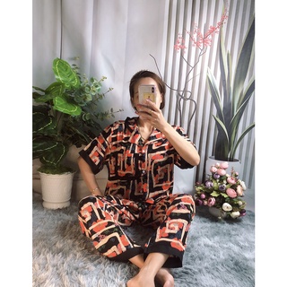 Pijama mặc nhà cổ phối lụa mango