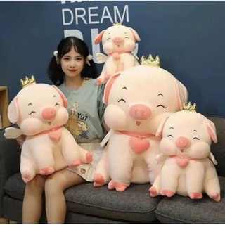 Gấu bông lợn hồng vương miện dáng ngồi, thú nhồi bông hình con heo,Dành Cho Bé cực xinh xắn