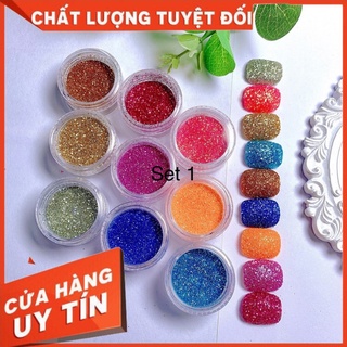 Sét nhũ rắc 9 hũ trang trí móng tay siêu sáng,nhũ kim tuyến rắc