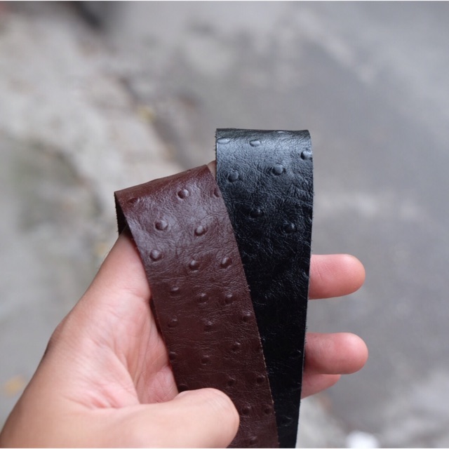 Phôi dây lưng da bò - vân Đà điểu