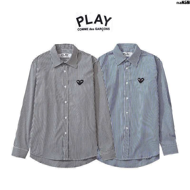 Cdg Sọc} Áo Sơ Mi In Hình Trái Tim Đỏ Phong Cách Đường Phố Nhật Bản Cho Nam Nữ