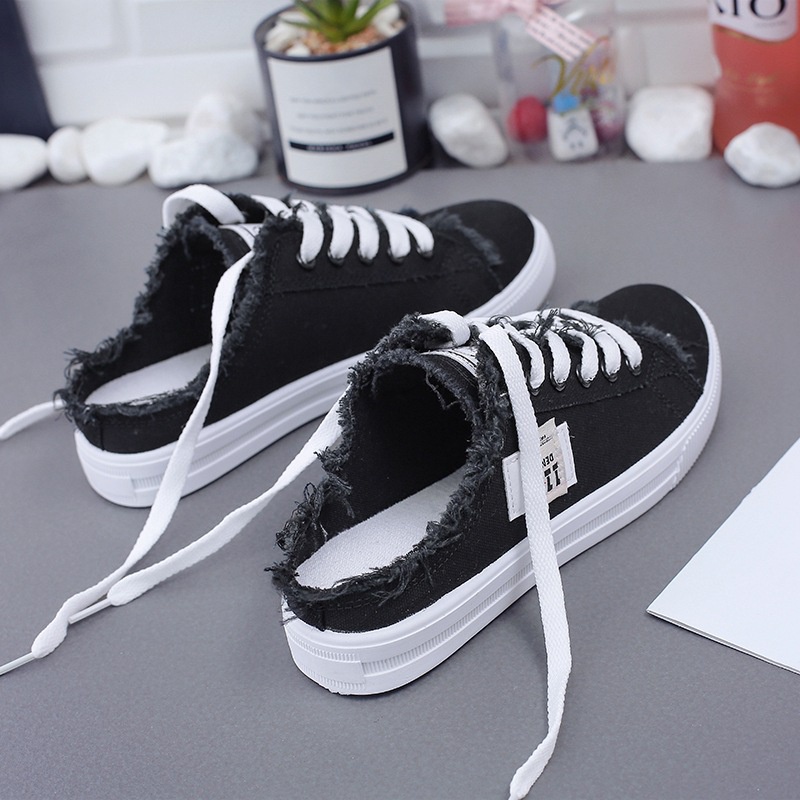 Giày Lười Canvas Hở Ngón Cho Nữ