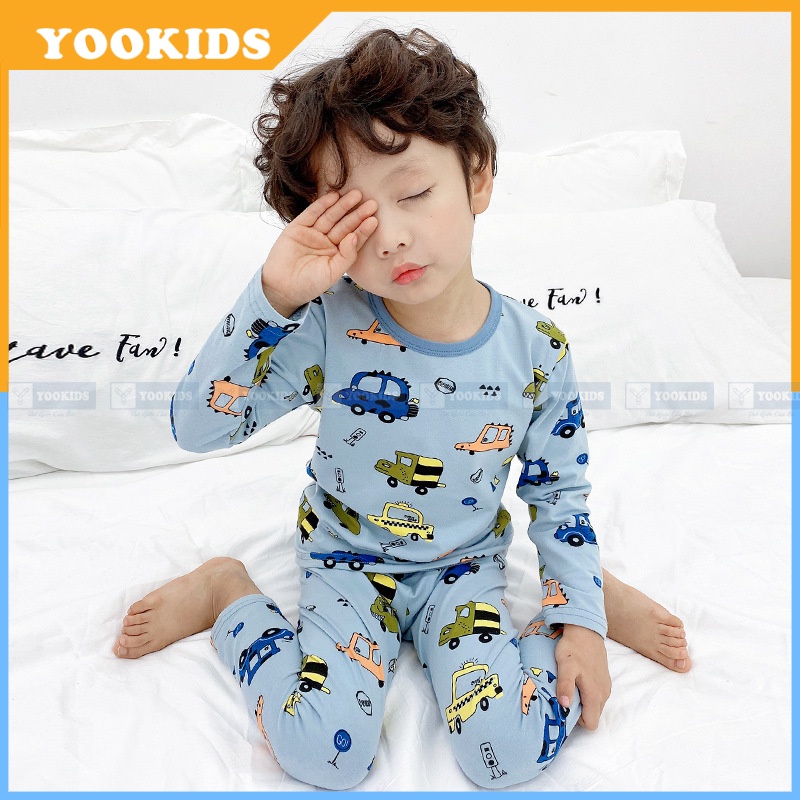 Đồ bộ cho bé YOOKIDS chất cotton mềm mịn co giãn 4 chiều, Bộ thu đông cho bé trai bé gái 1 2 3 4 5 tuổi