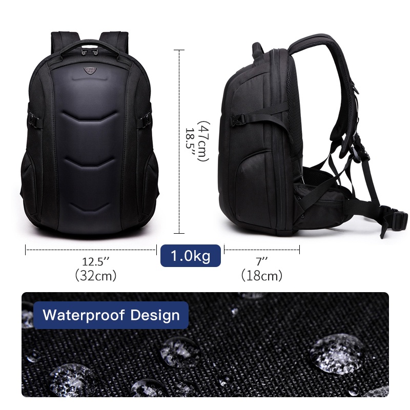 Balo OZUKO cứng chống thấm nước kiểu dáng thời trang dành cho thanh thiếu niên