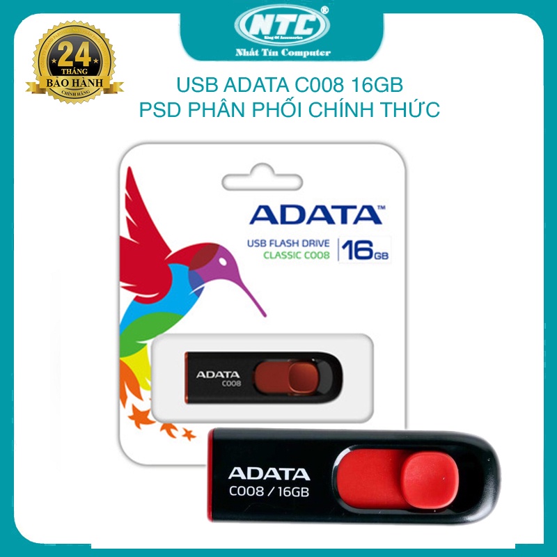 USB 2.0 ADATA C008 16GB siêu bền - PSD phân phối chính thức (nhiều màu)