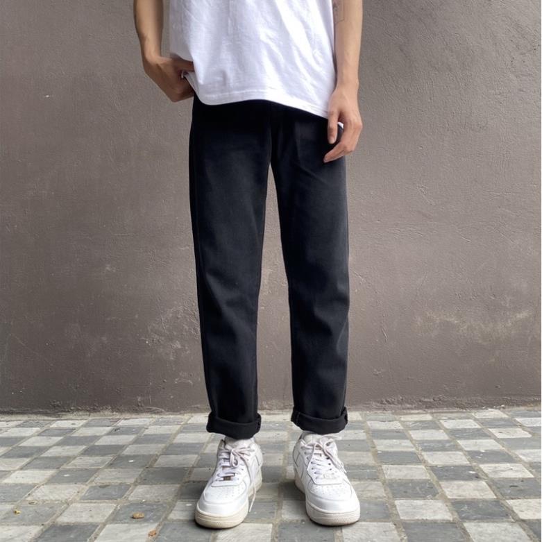 🔥 Quần jean nam baggy cạp cao bigsize màu đen MALTRIK chất bò cao cấp có size cho người béo đến 120kg Đẹp 🔥