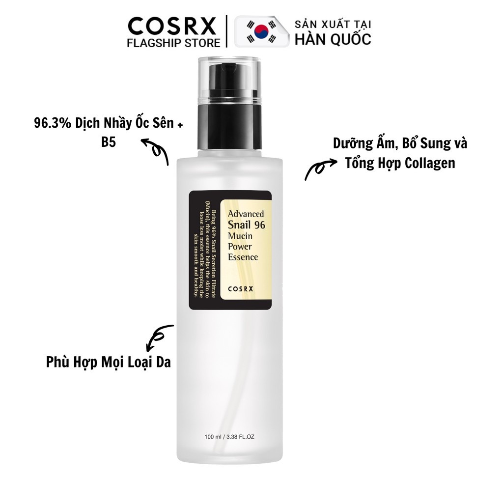 Tinh Chất Dưỡng Ẩm, Tái Tạo Và Phục Hồi Da (96% Ốc Sên) COSRX Advanced Snail 96 Mucin Power Essence 100ml