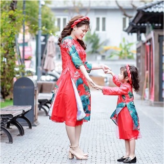 Combo áo dài cách tân hoa sen