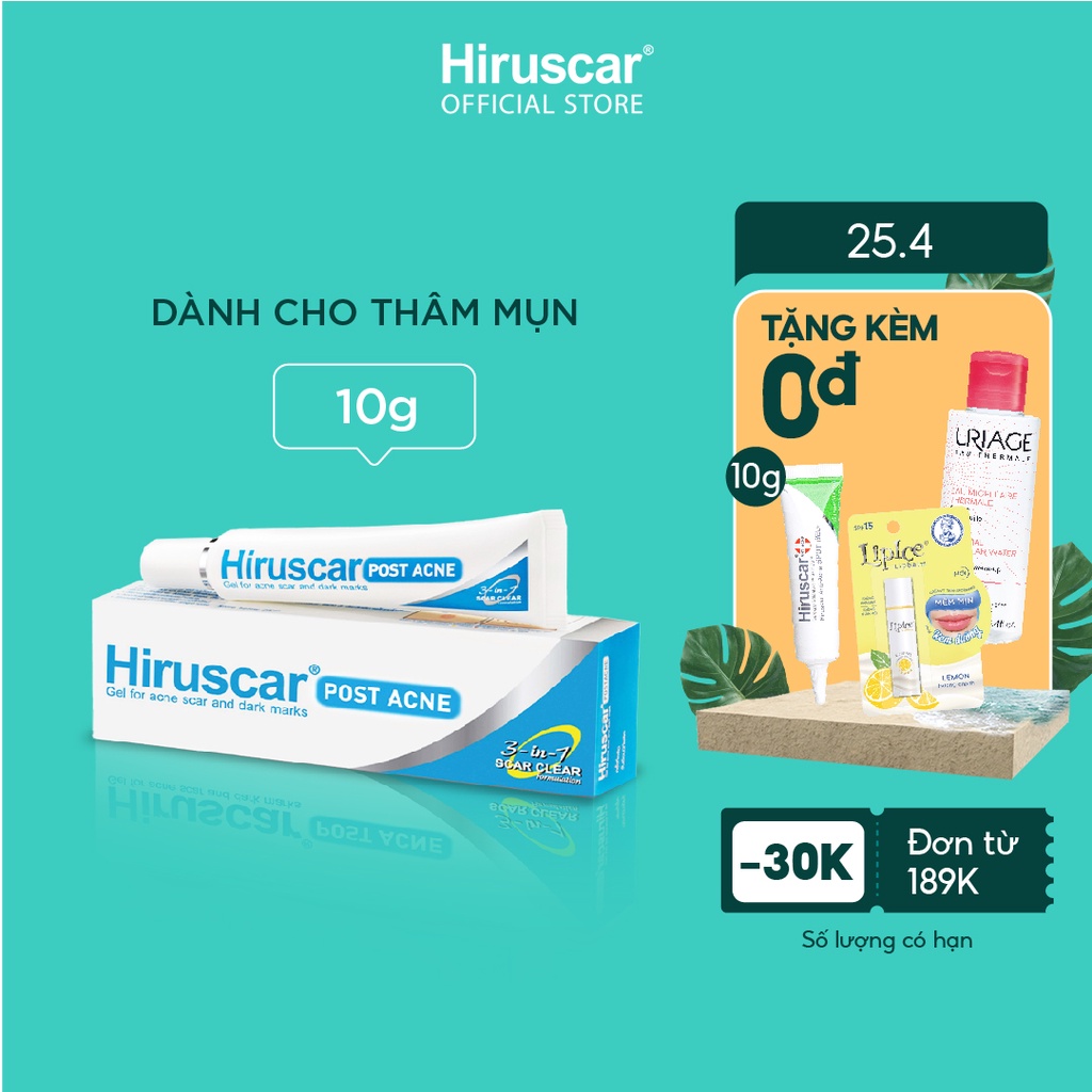 [Mã COSHIRU2 - 8% đơn 150K] Gel chăm sóc sẹo mụn và mụn thâm Hiruscar Post Acne 10g